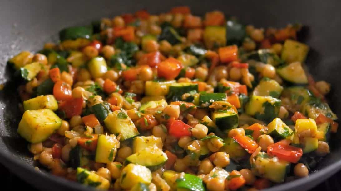 Harissa-Spiced Chickpea and Vegetable Stir-Fry