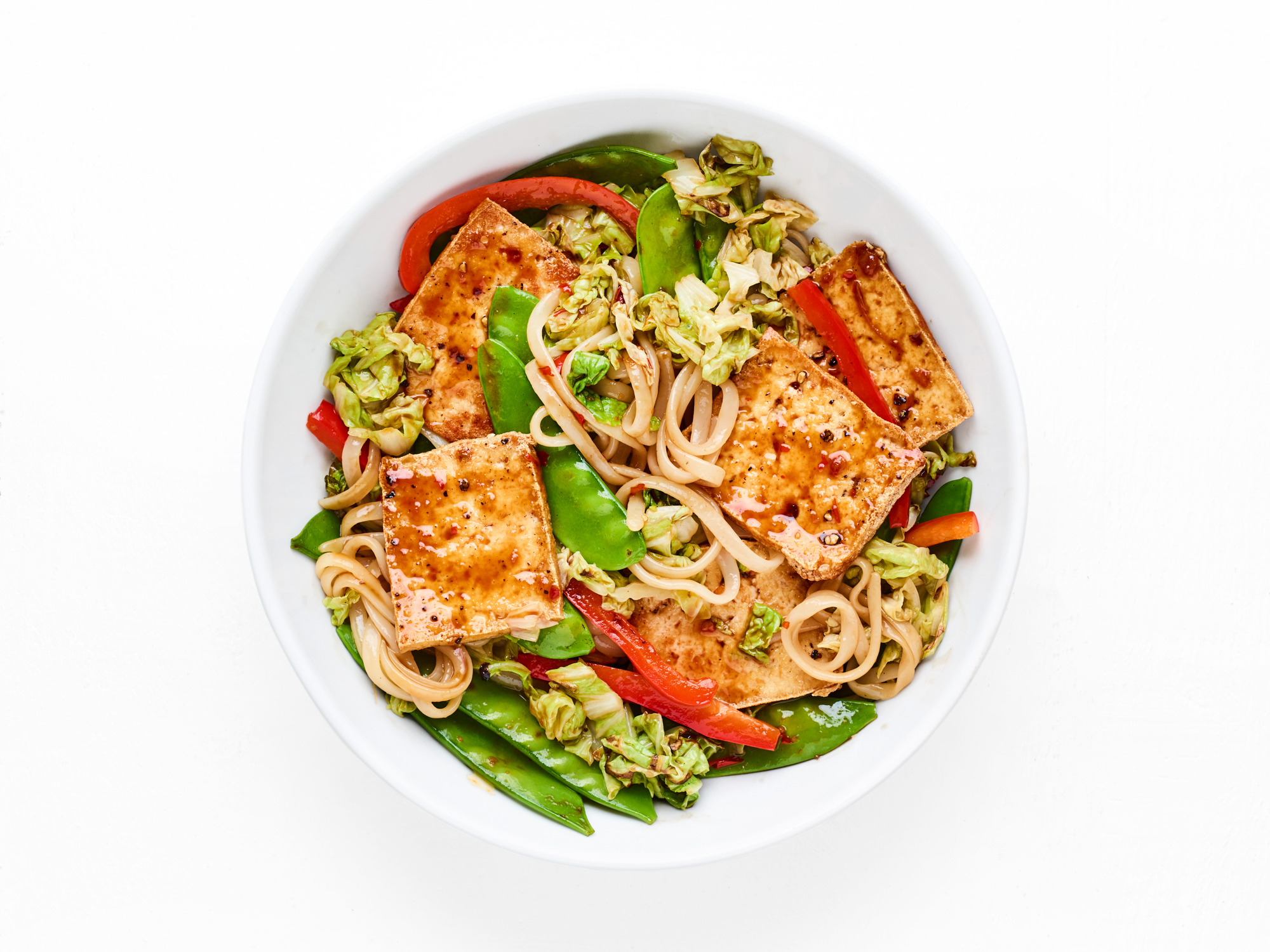 Soy-Glazed Tofu Stir-Fry with Rice Noodles