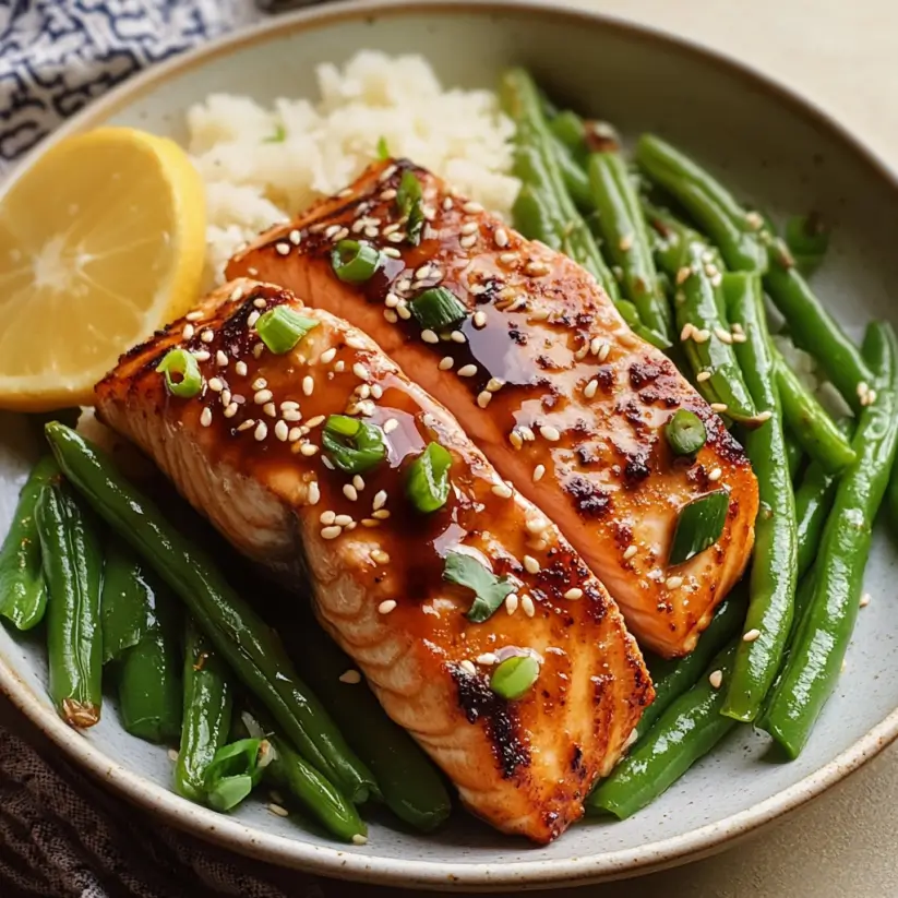 Miso-Glazed Salmon with Steamed Green Beans