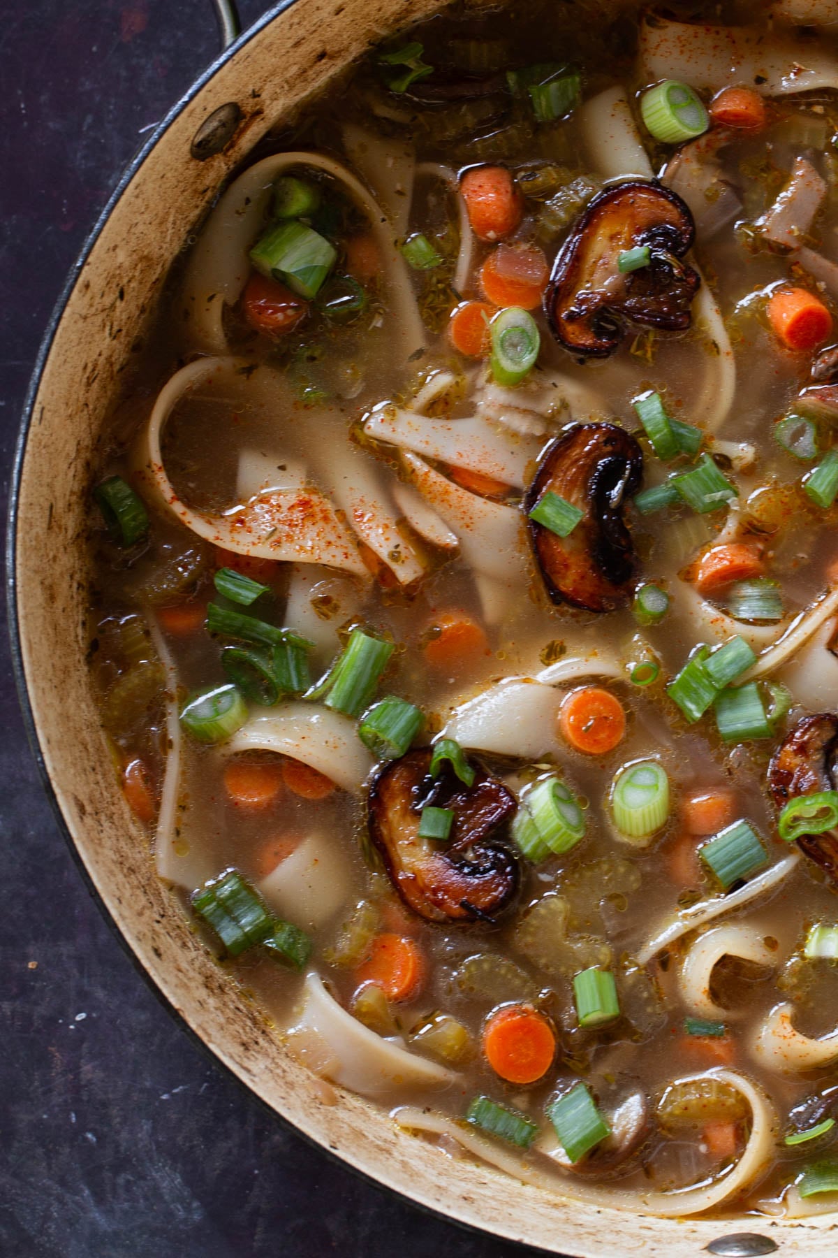 Taiwan Mushroom Noodle Soup with Fresh Herbs