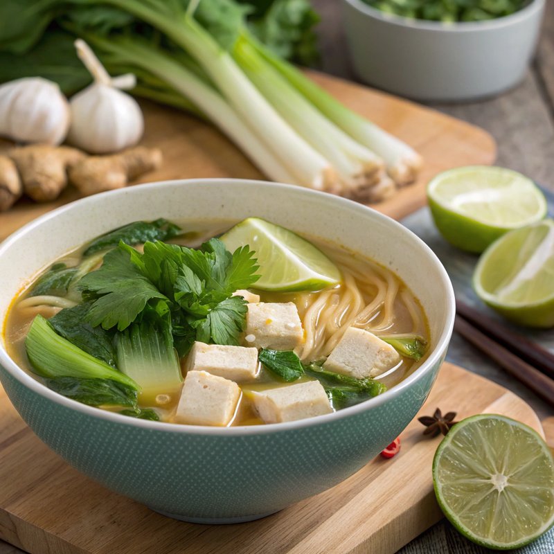 Kelp Noodle Soup with Tofu and Bok Choy