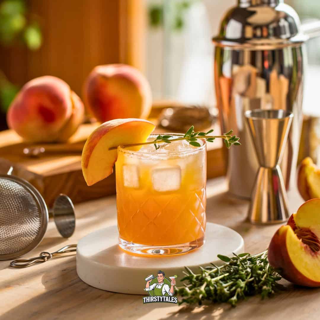Peach Thyme Muddled Sour