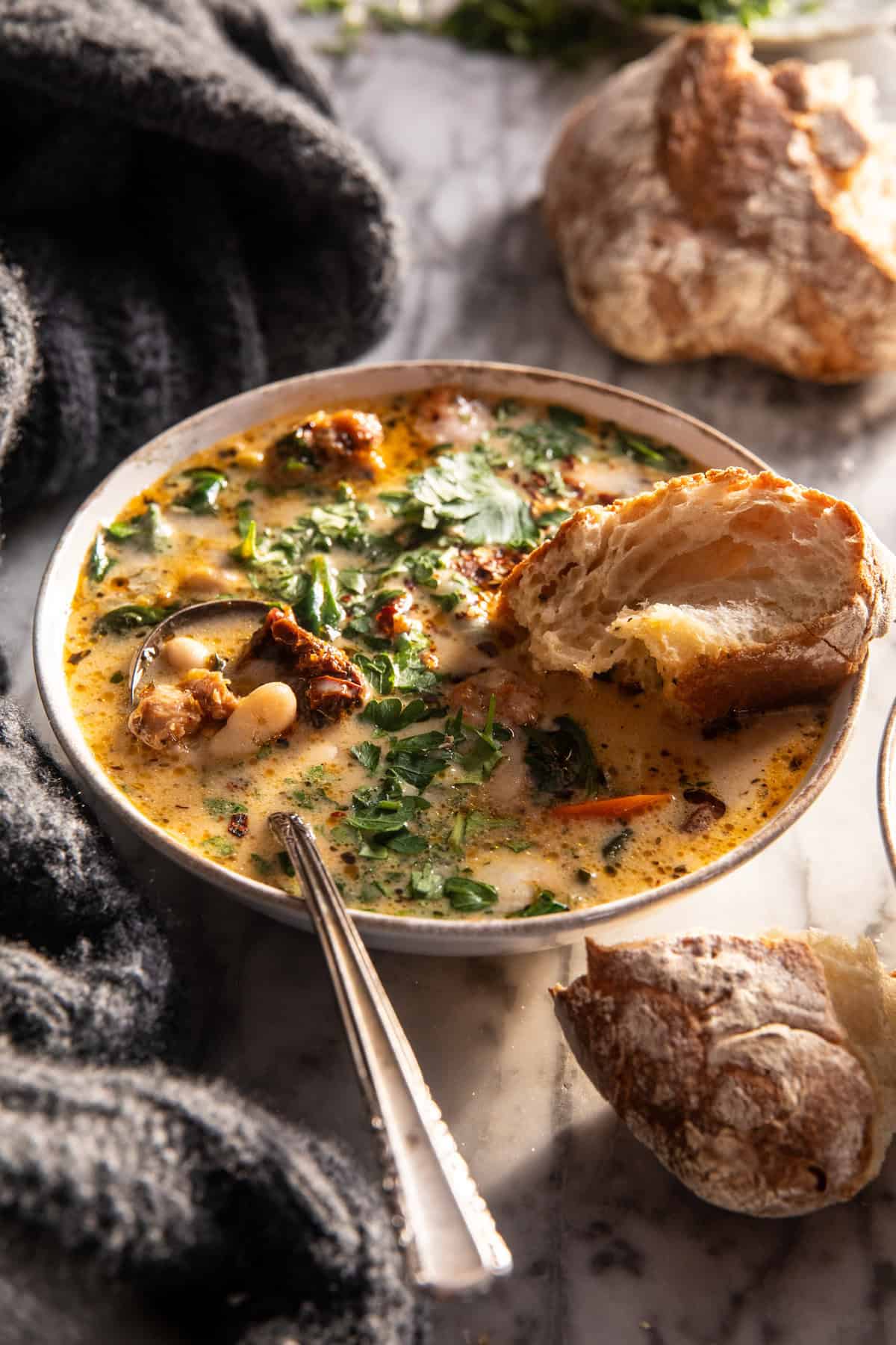 Aperol-Infused White Bean Soup with Lemon Zest