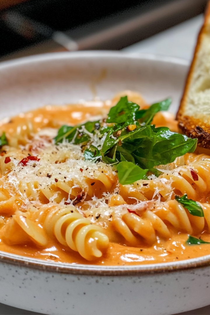 One-Pot Cheesy Tomato Pasta with Carrot Puree