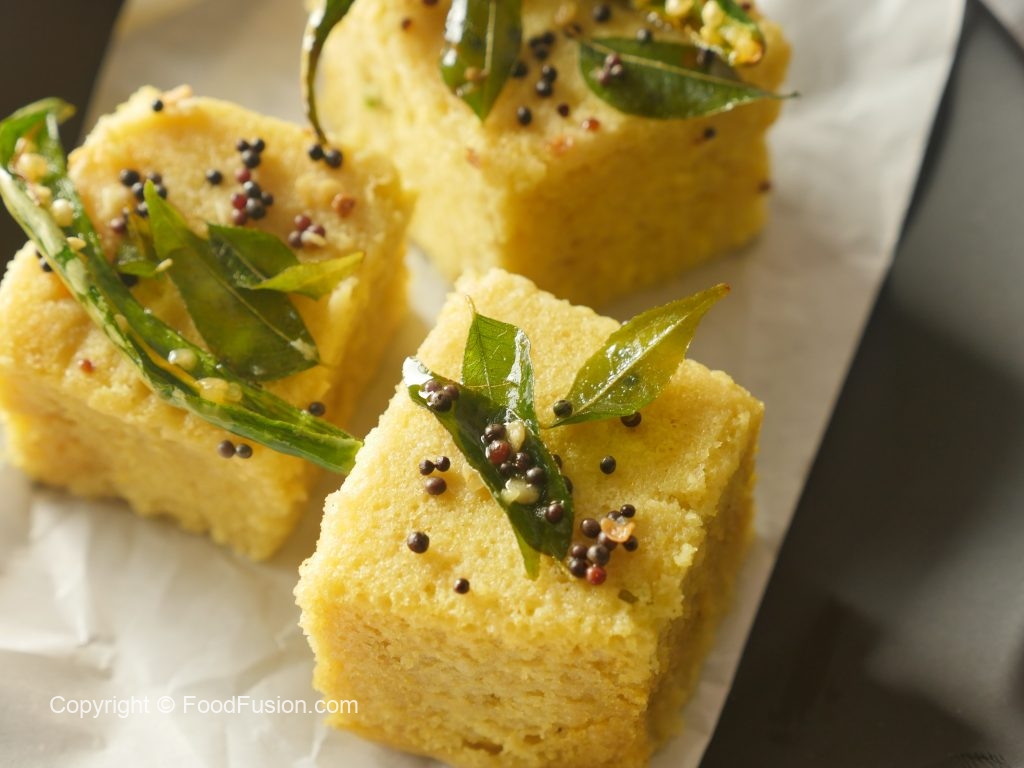 Steamed Besan Dhokla with Cumin and Coriander