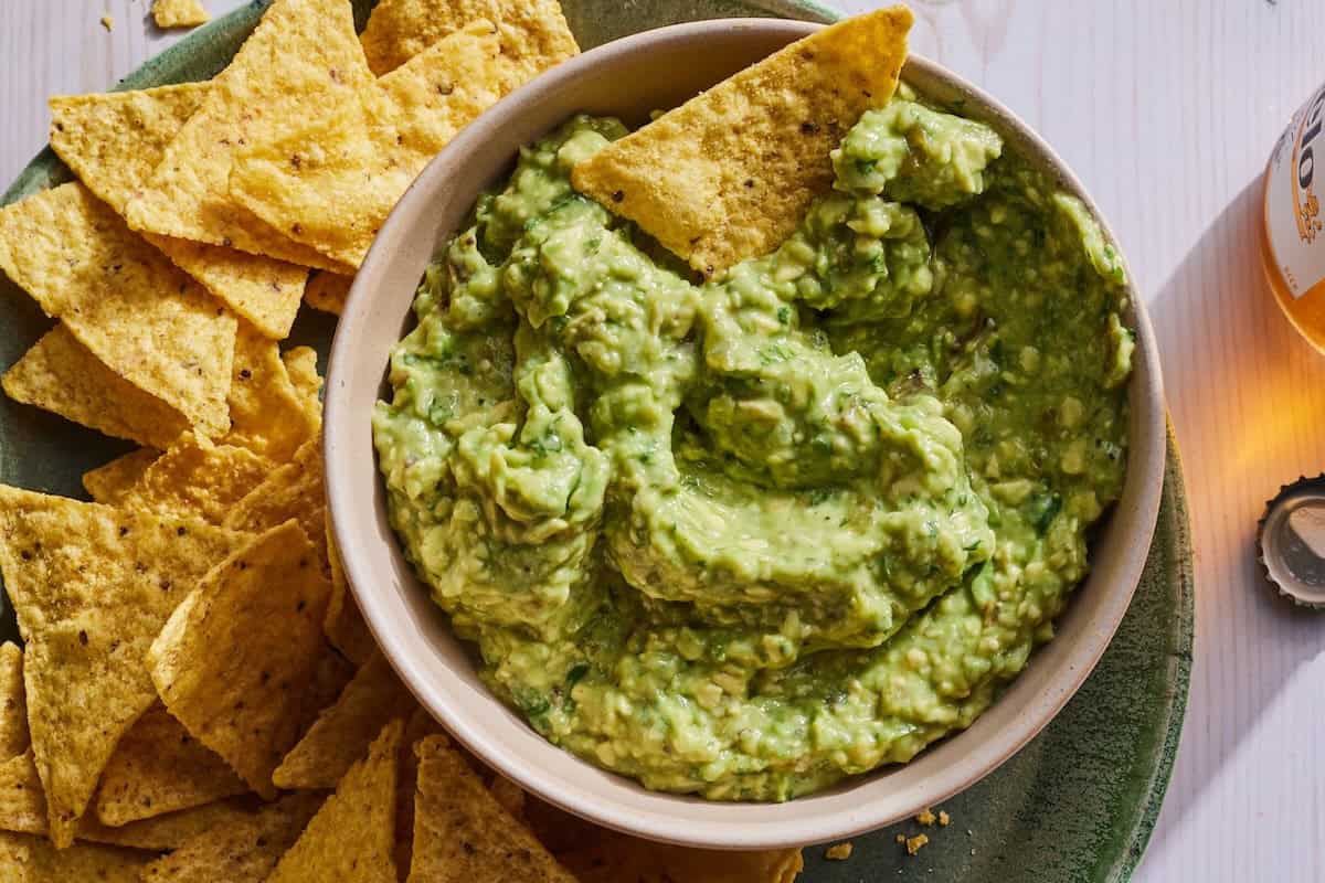 Mashed Avocado Guacamole with Tomatillo Salsa