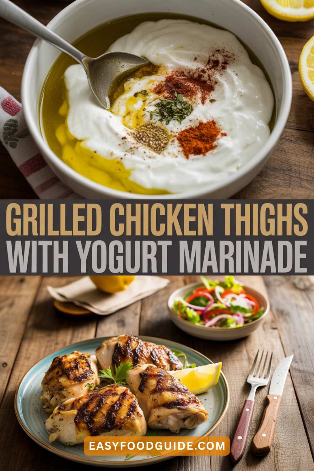 Grilled Cardamom-Yogurt Chicken Thighs with Lemon and Cucumber