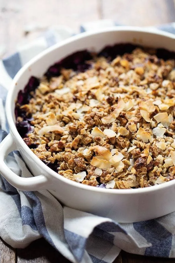 Baked Blueberry-Lavender Crisp with Oat Streusel