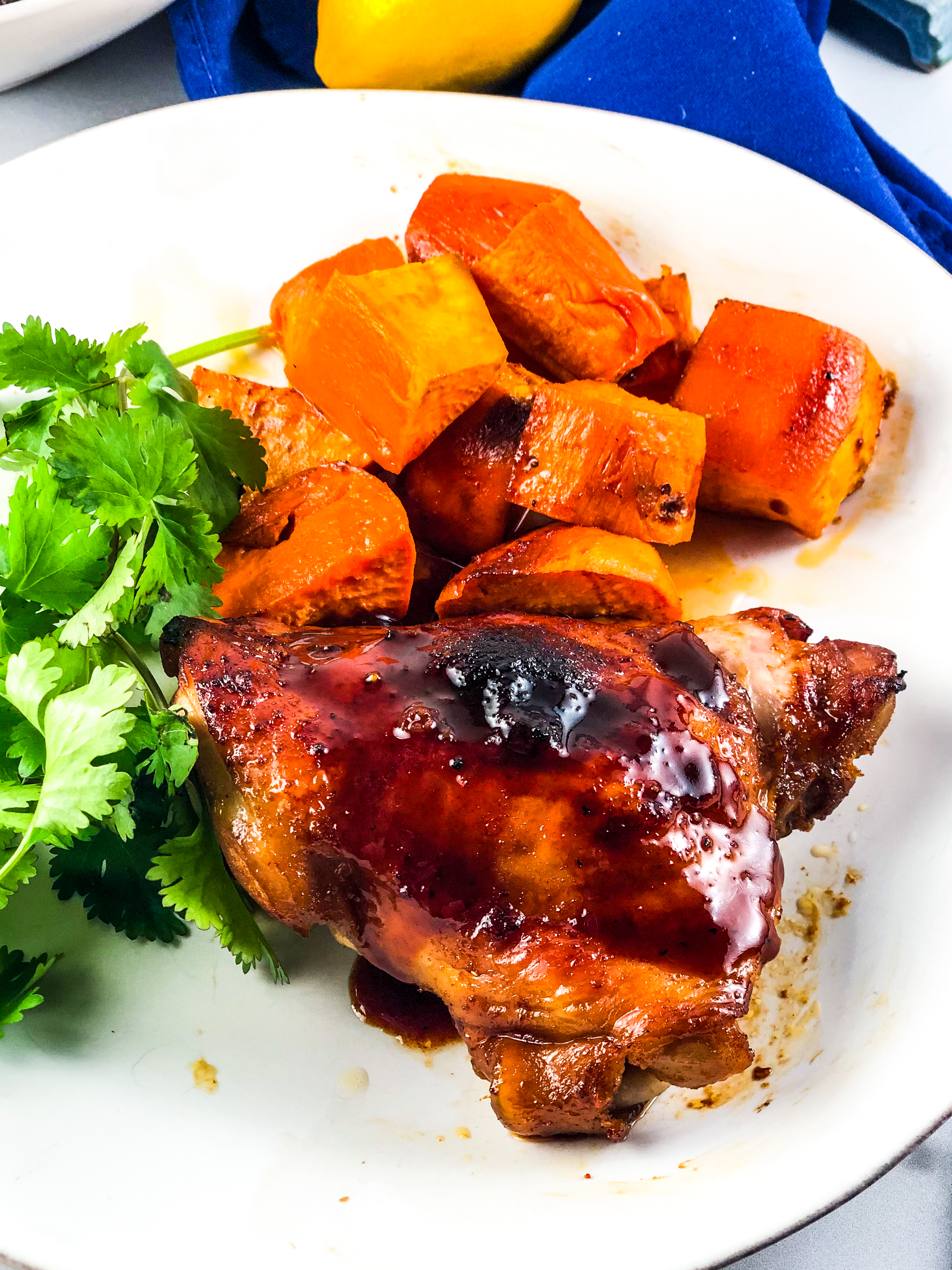 Sheet Pan Maple-Glazed Chicken Thighs with Sweet Potatoes