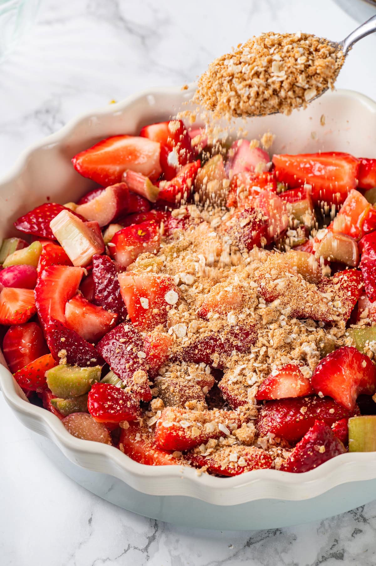 Rhubarb-Strawberry Crisp with Oat Streusel