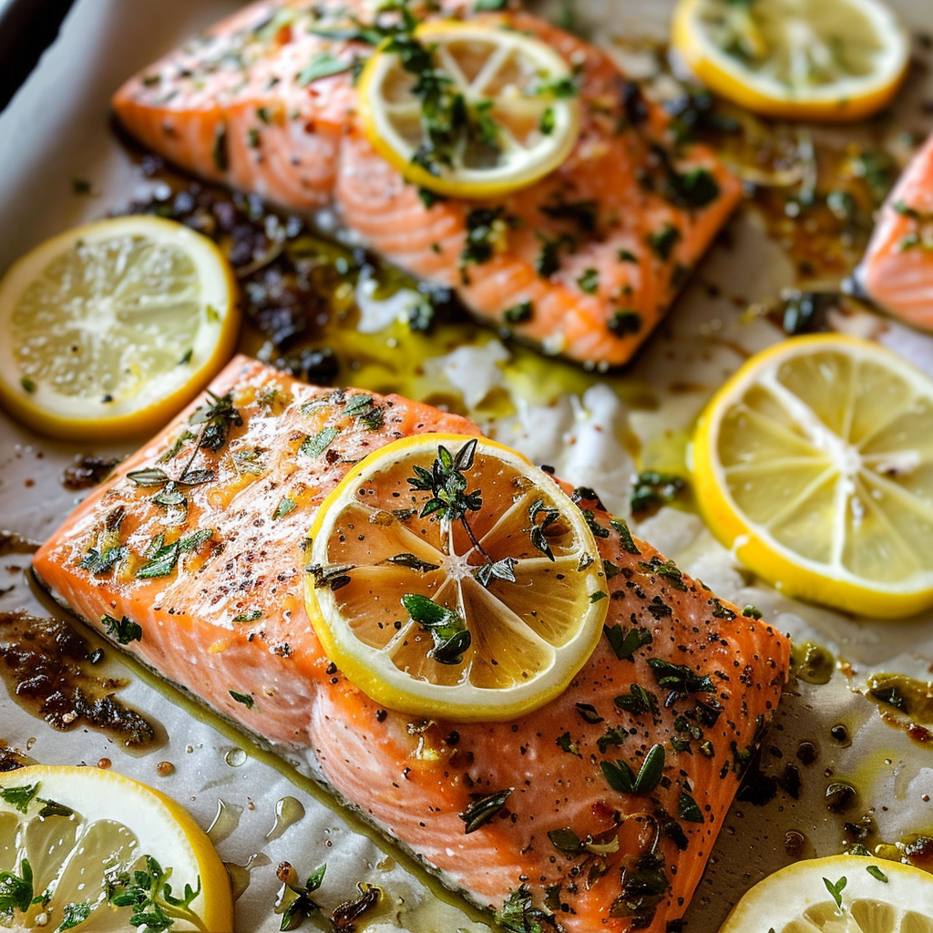 Sheet Pan Lemon-Herb Salmon with Roasted Fingerlings