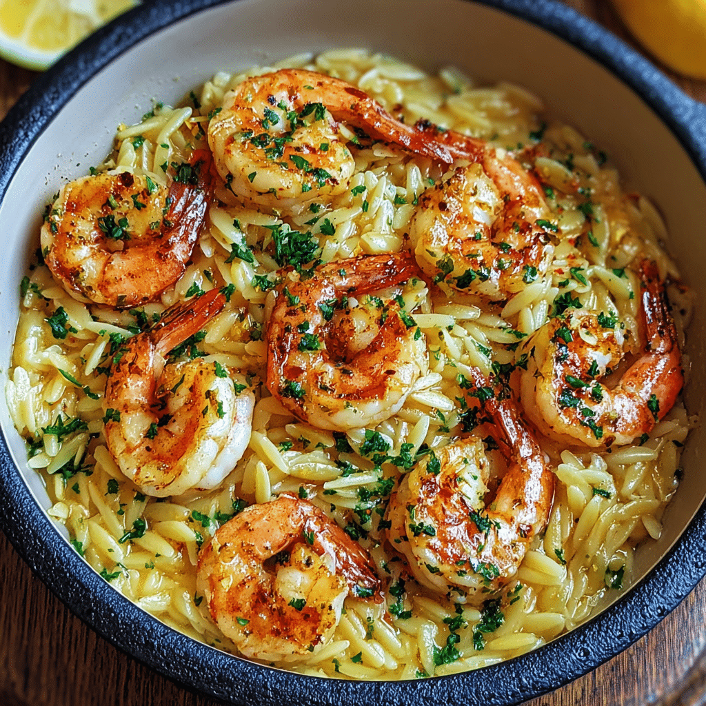 One-Pot Lemon Garlic Shrimp with Orzo