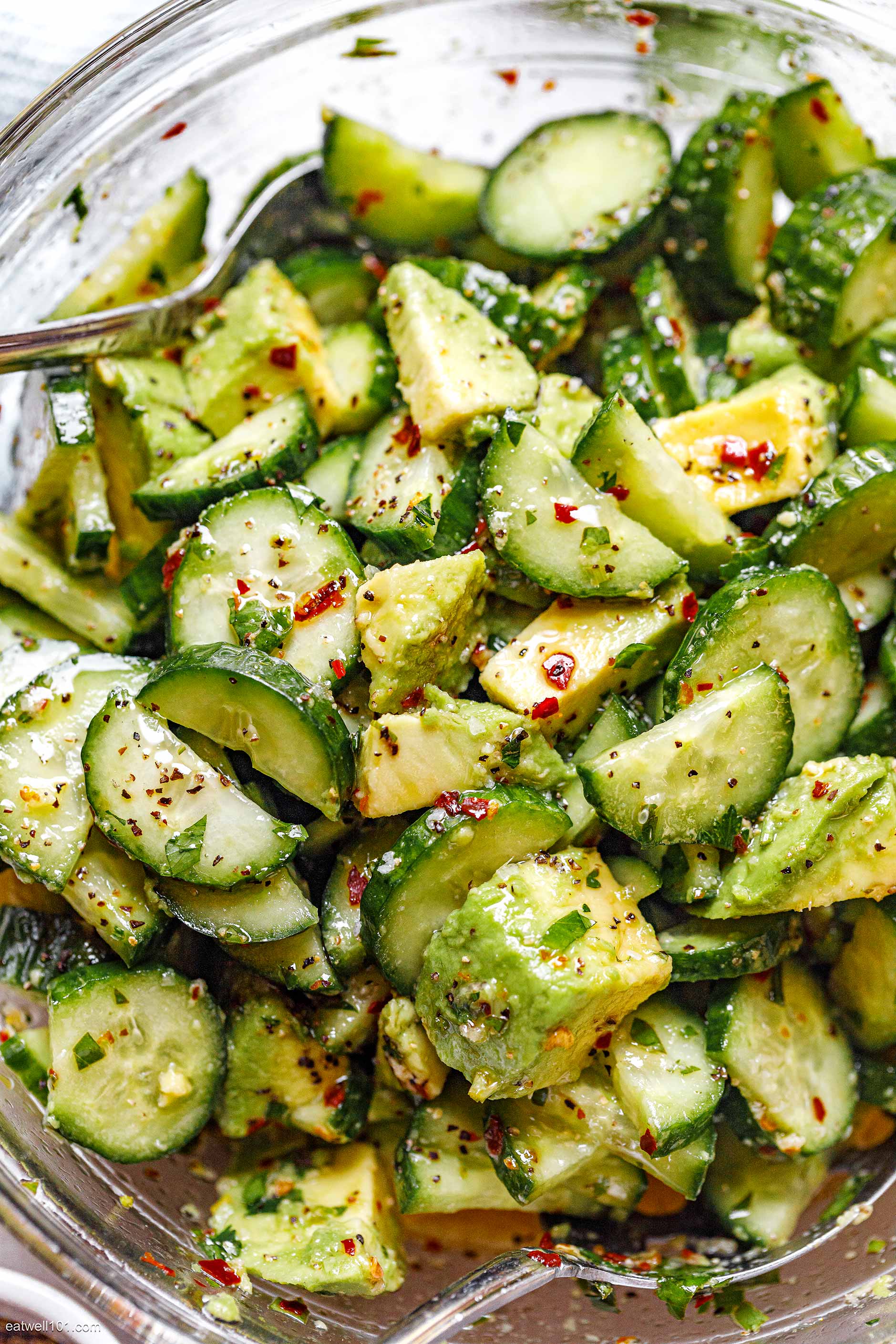 Cucumber-Avocado Salad with Lemon-Garlic Vinaigrette