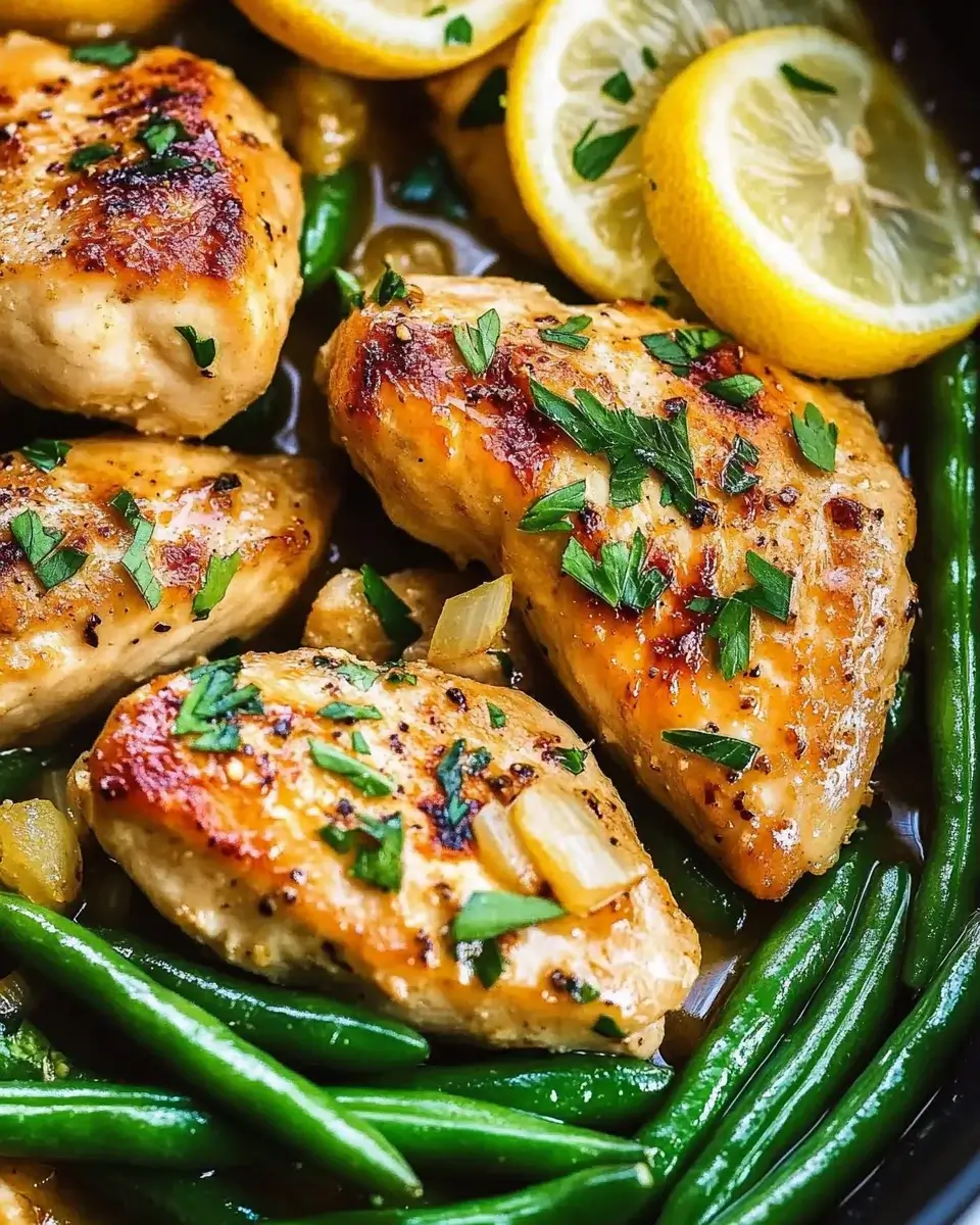 Pan-Seared Chicken with Garlic and Green Beans