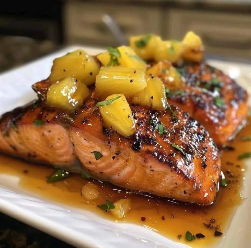 Hawaiian-Style Teriyaki Glazed Salmon with Pineapple Salsa