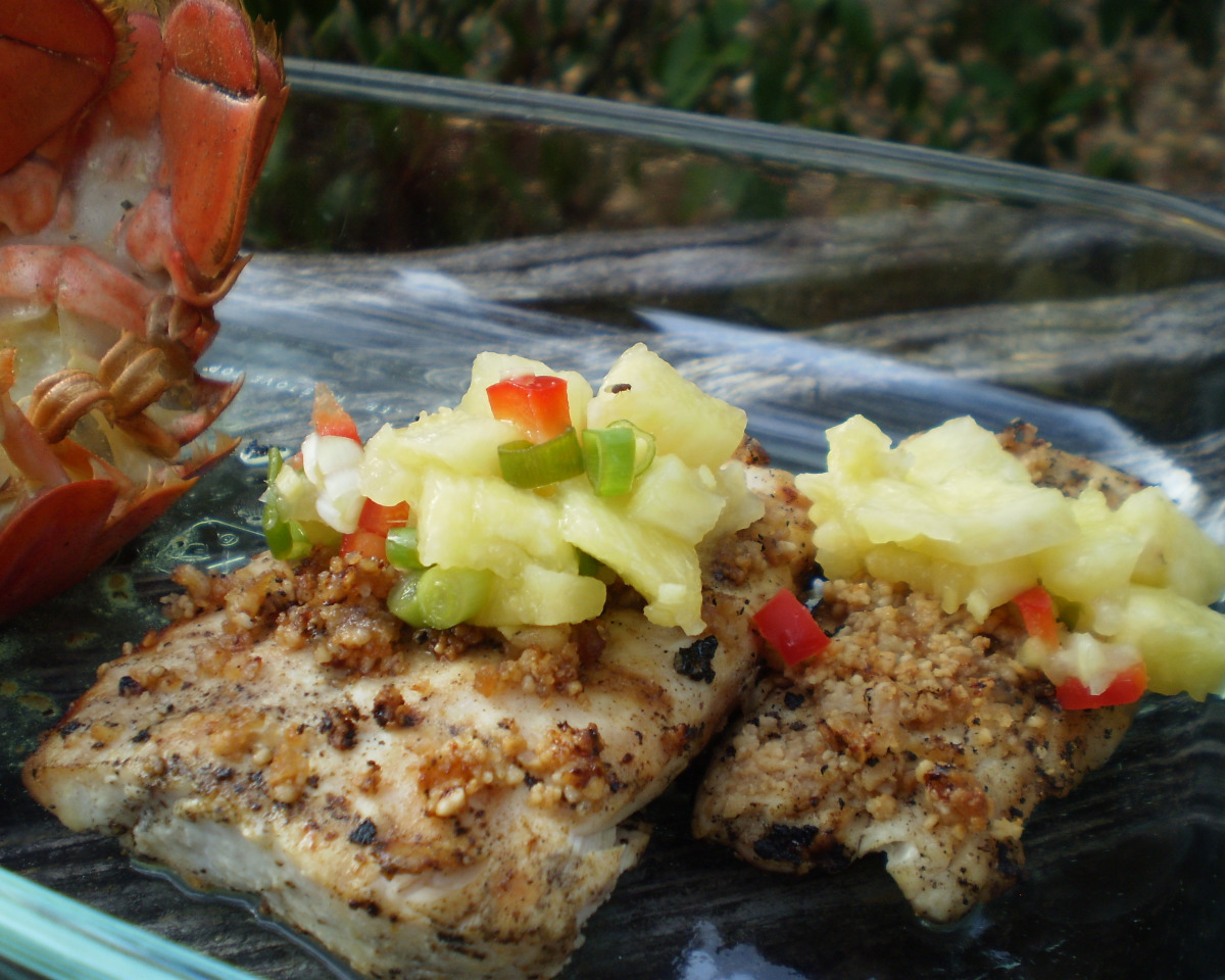 Grilled Pineapple and Coconut-Crusted Mahi-Mahi