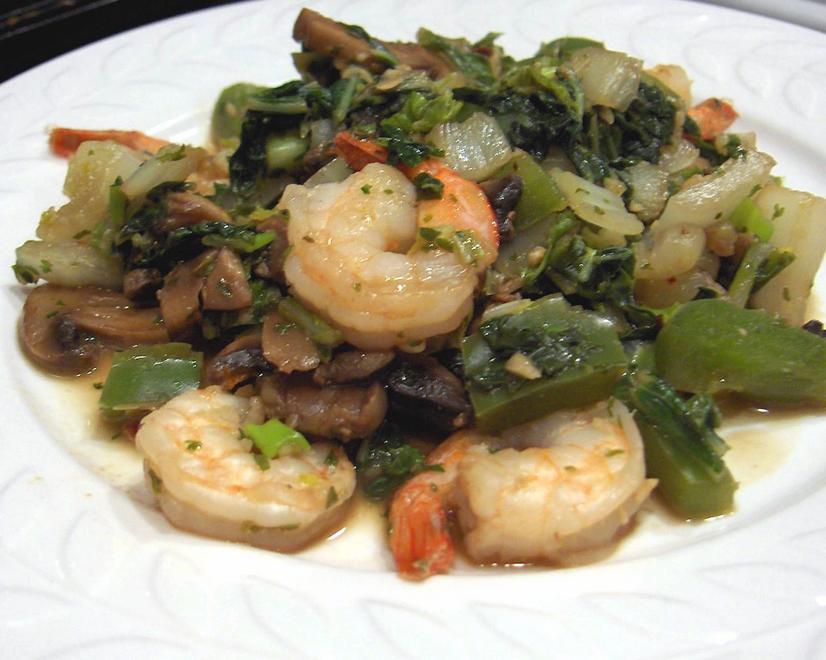 Stir-Fried Ginger Shrimp with Bok Choy