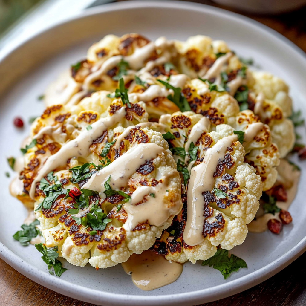 Miso-Tahini Glazed Roasted Cauliflower Steaks