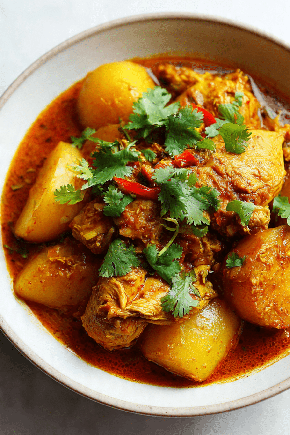 Burmese Chicken and Potato Curry with Turmeric and Ginger
