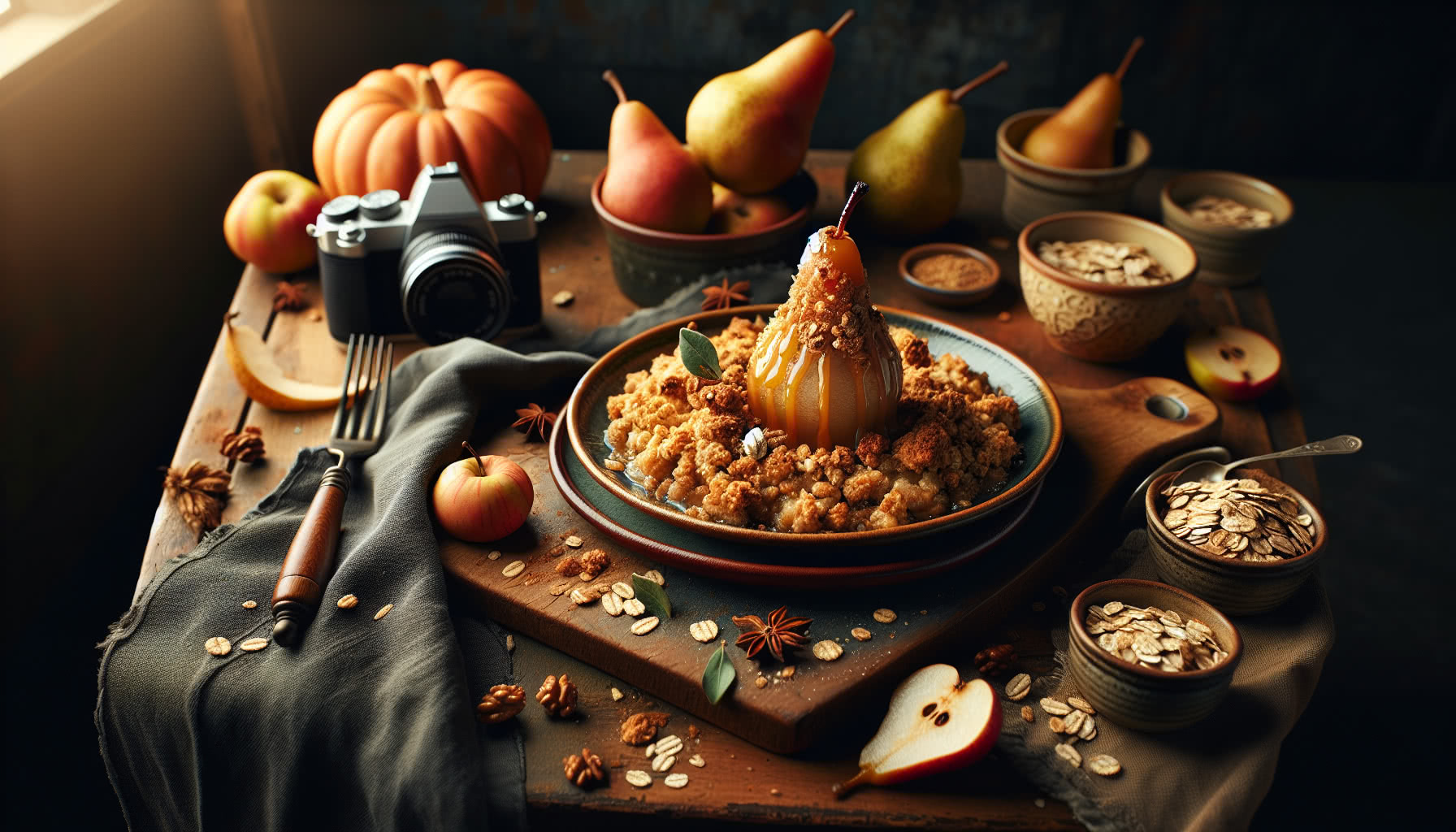 Maple-Glazed Pear Crisp with Oat Crumble