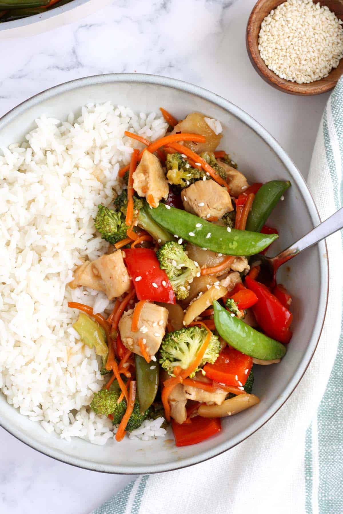 Asian-Style Chicken and Rice Stir-Fry