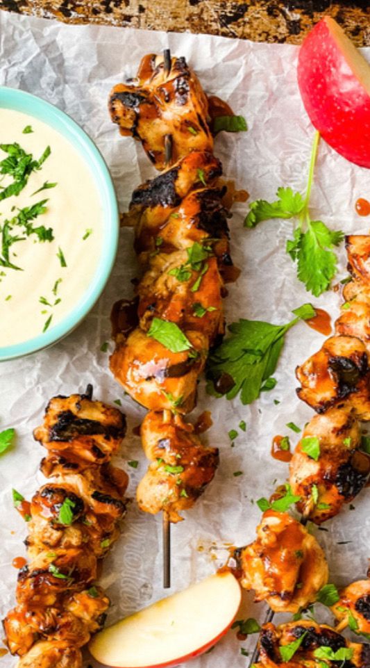Maple-Glazed Chicken Skewers with Apple