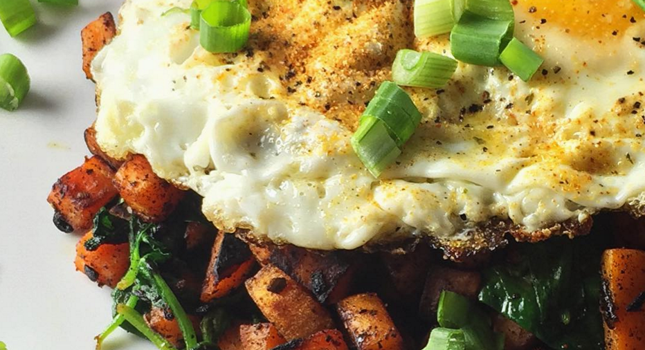 Wired Cam Sweet Potato and Spinach Hash