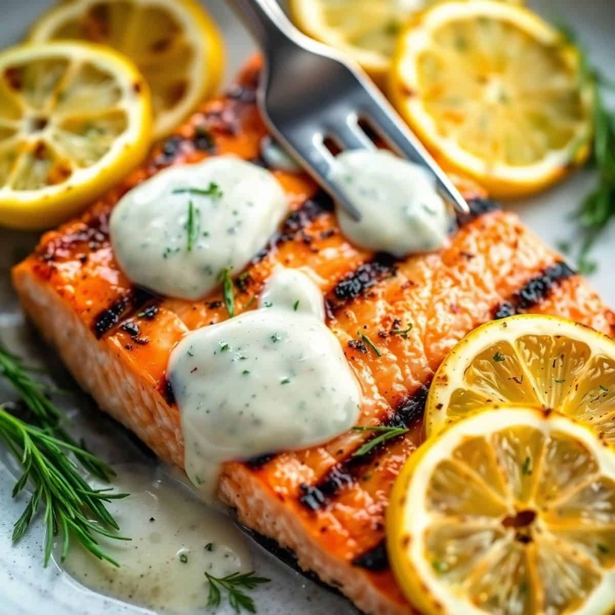 Sear-Crisped Salmon with Lemon-Dill Sauce