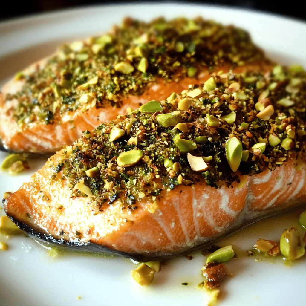 Pistachio-Crusted Salmon with Lemon-Dill Sauce