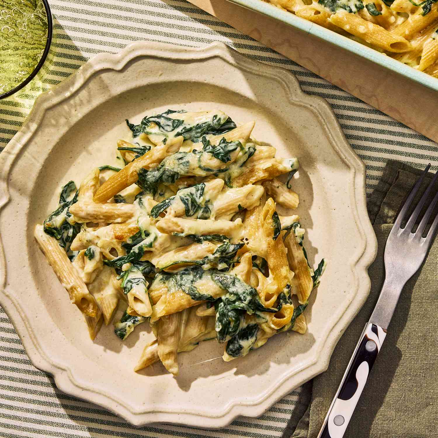 Baked Spinach and Carrot Pasta with Parmesan