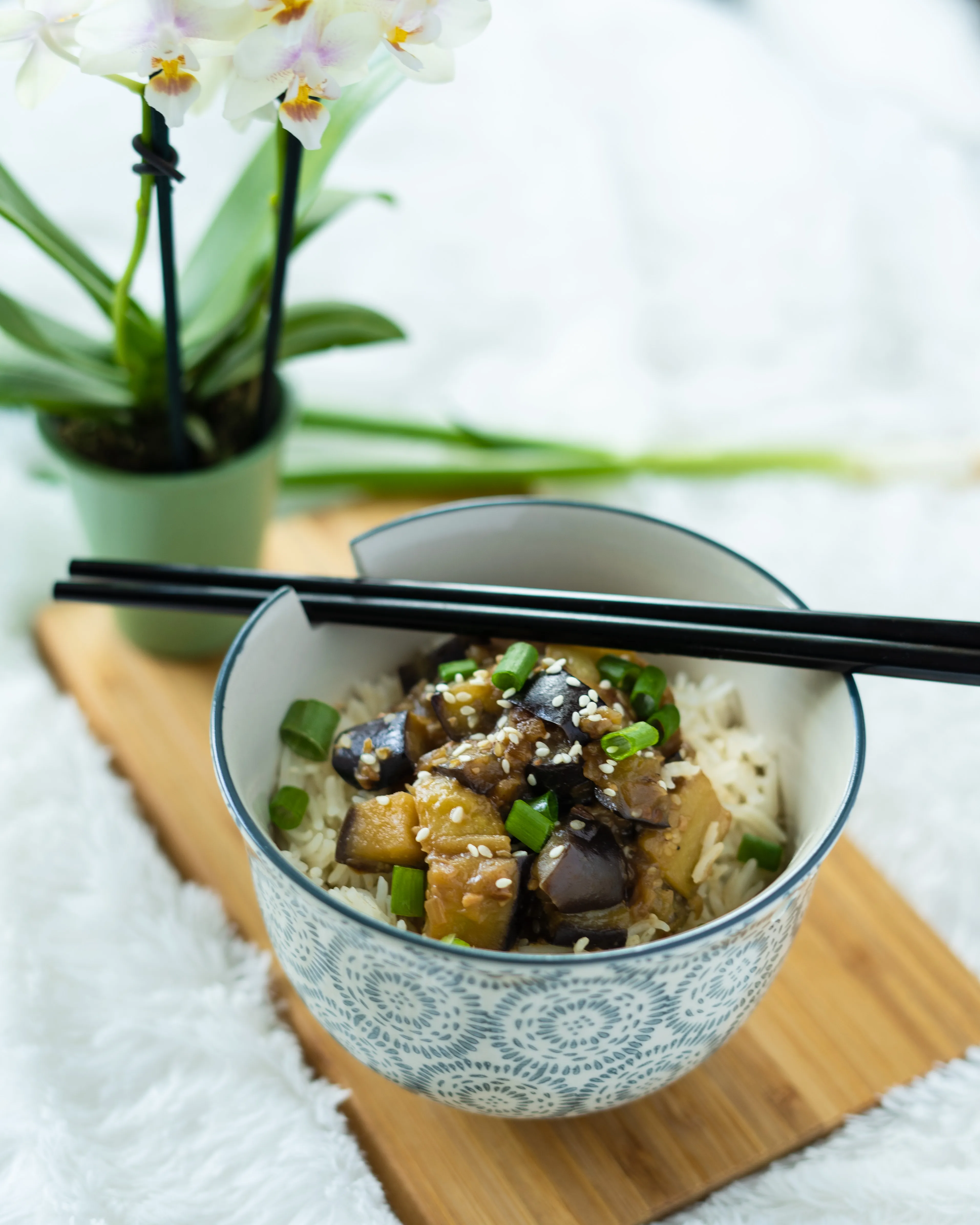 Miso-Caramelized Eggplant with Sesame Rice