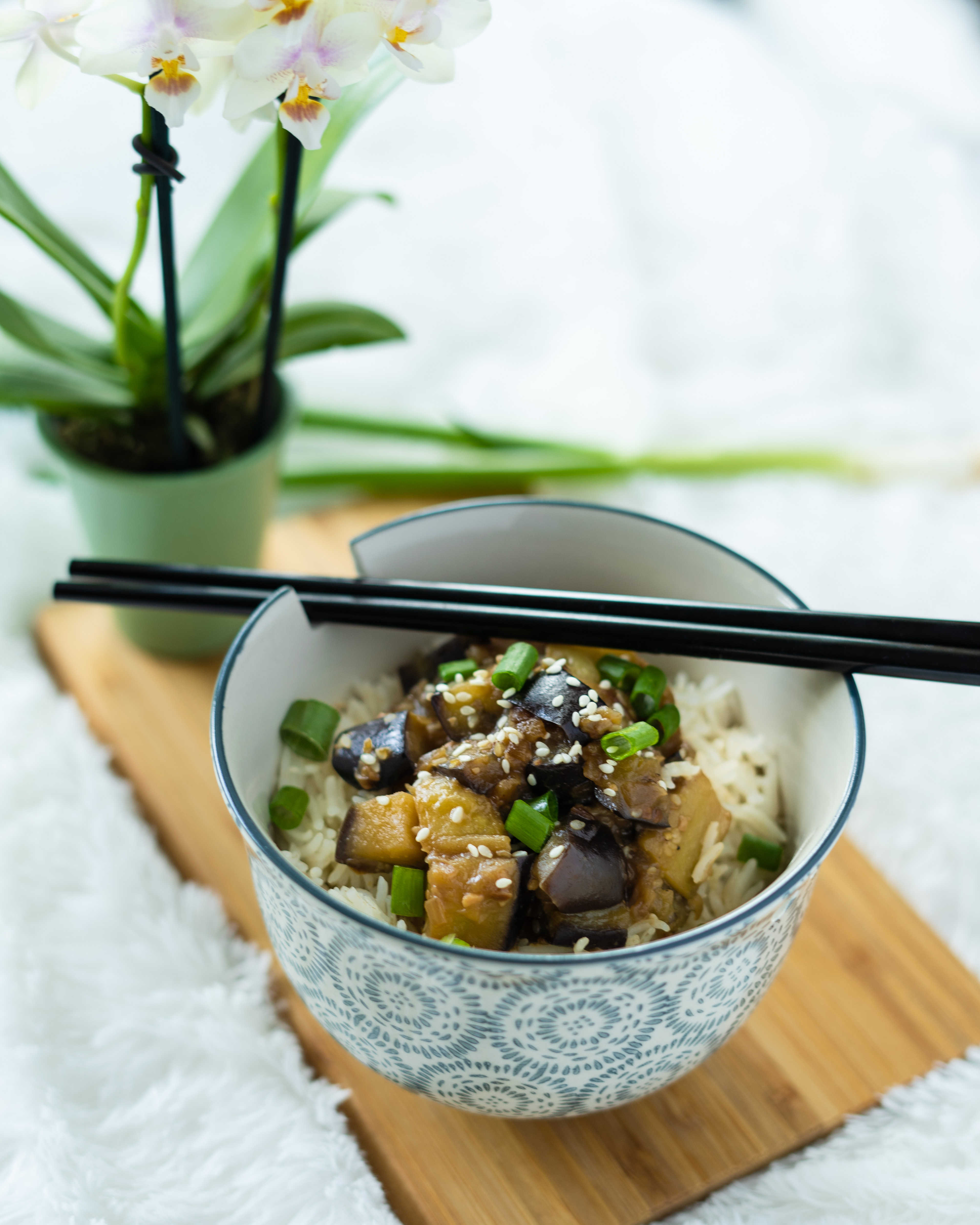 Miso-Caramelized Eggplant with Sesame Rice