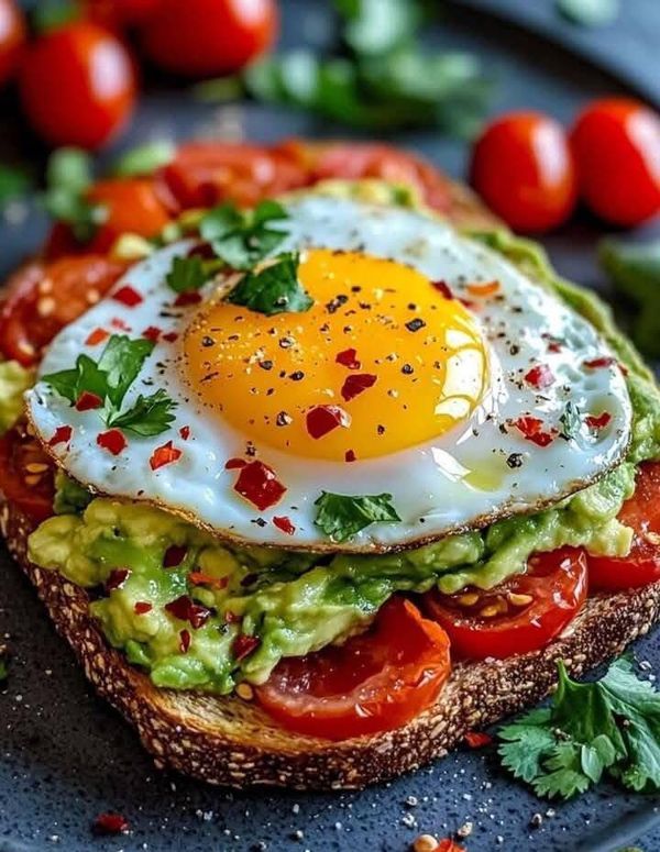 Sunny-Side Up Eggs with Avocado and Cherry Tomatoes