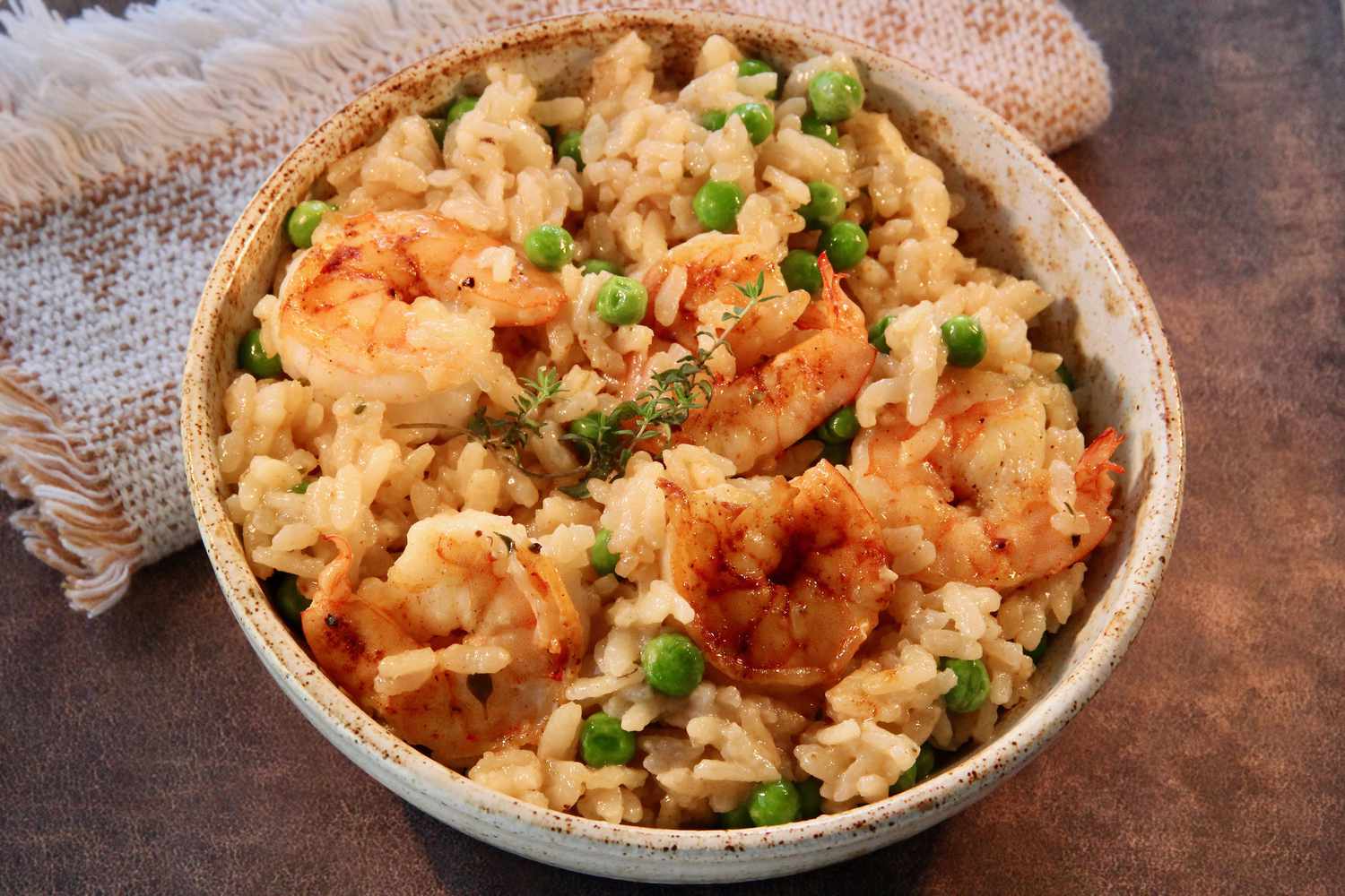 Saffron-Infused Shrimp Risotto with Peas