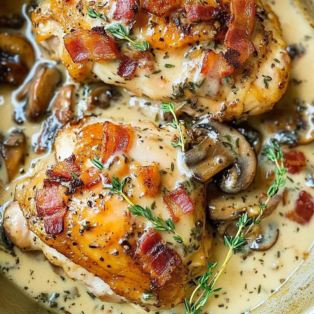 Mushroom and Thyme Braised Chicken Thighs