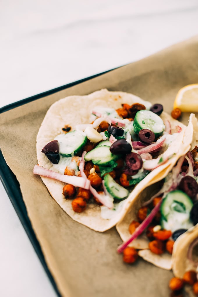 Spiced Chickpea Falafel Wraps with Cucumber-Yogurt Sauce