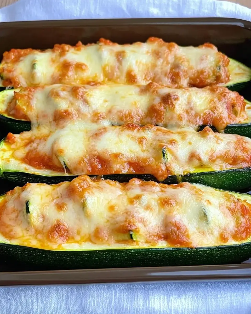 Baked Stuffed Zucchini Boats with Chicken and Tomatoes