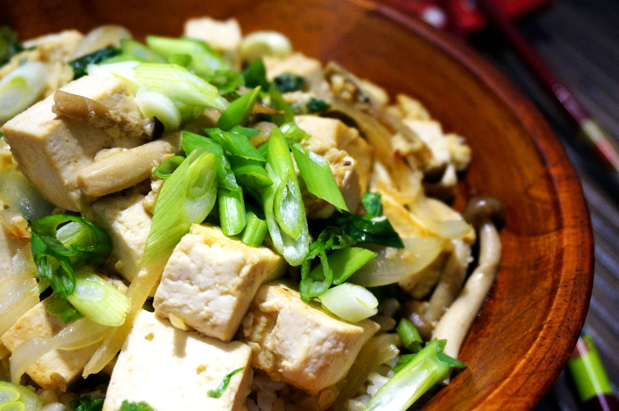 Miso-Glazed Sweet Potato and Tofu Donburi