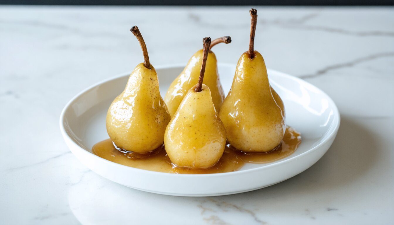 Lemon-Dill Poached Pears with Honey