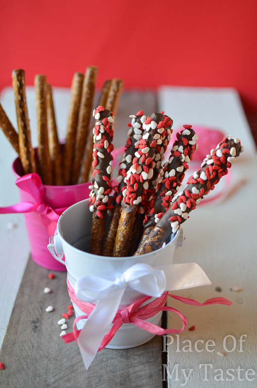 Chocolate-Dipped Pretzel Sticks with Sprinkles