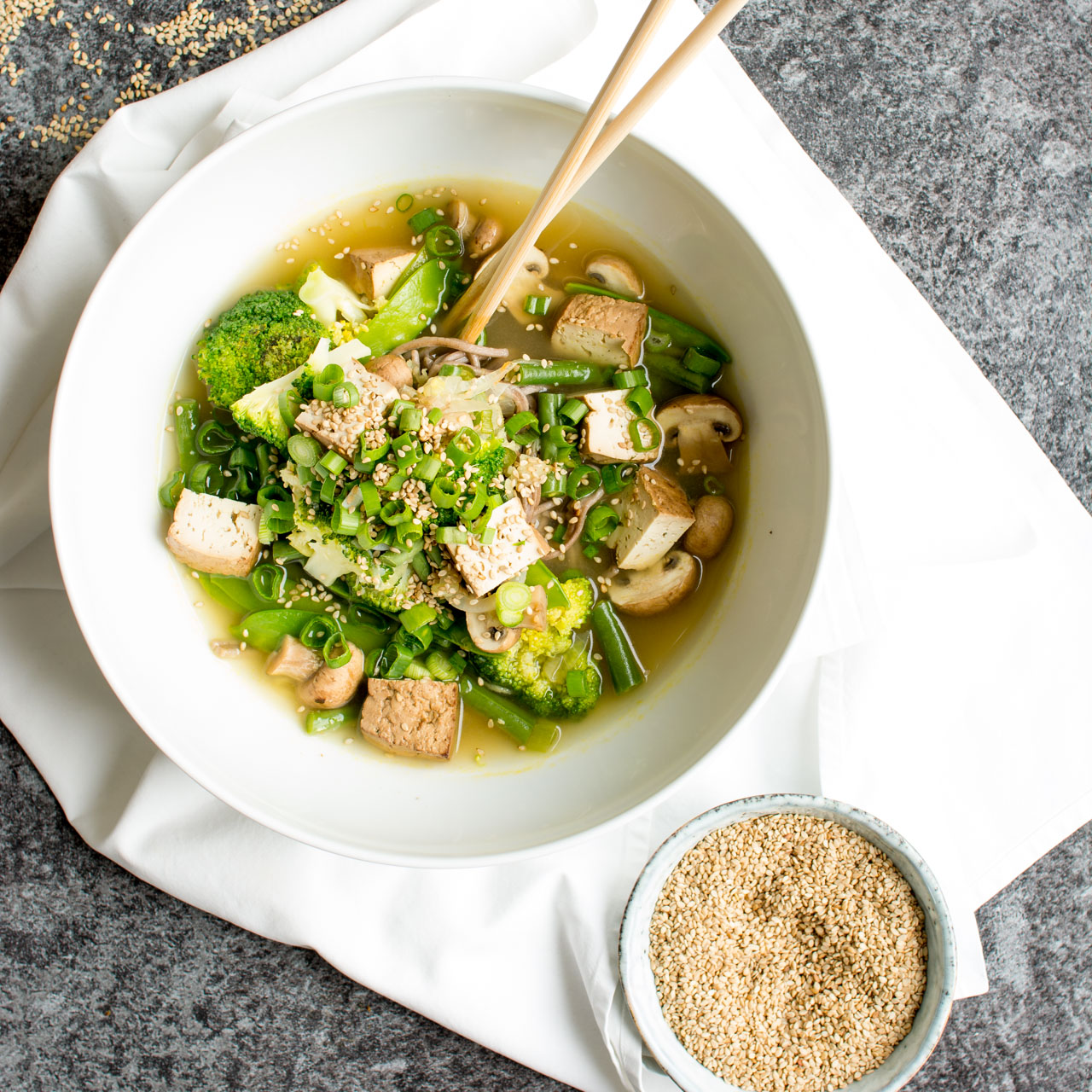 Brewed Miso Noodle Soup with Tofu