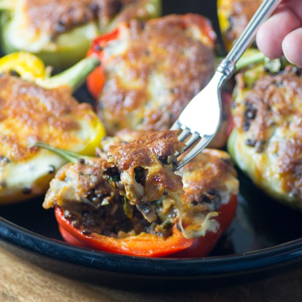 Lentil and Spinach Stuffed Peppers