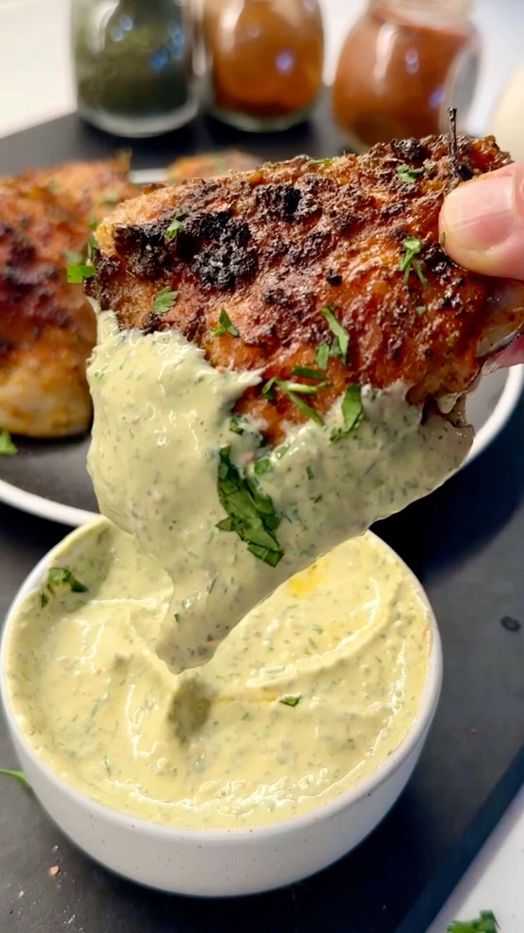 Sear-Blackened Chicken Thighs with Lemon-Dill Sauce