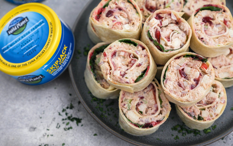 Tuna Salad Pinwheels with Cherry Tomato Stars