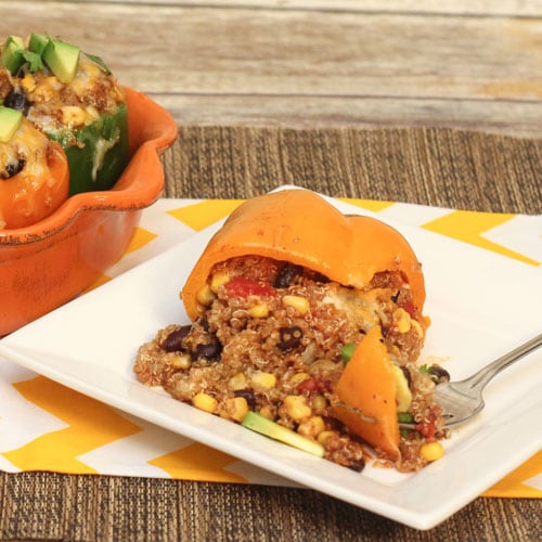 Vegetarian Quinoa and Black Bean Stuffed Peppers