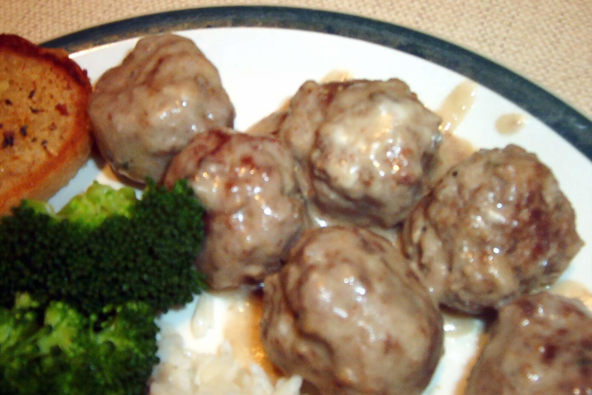 Herb-Infused Beef Meatballs with Creamy Mustard Sauce