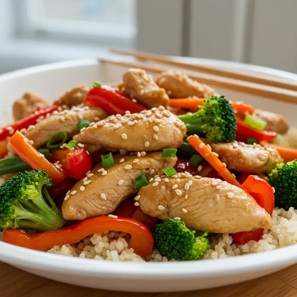Sesame-Ginger Turkey Stir-Fry with Rainbow Vegetables