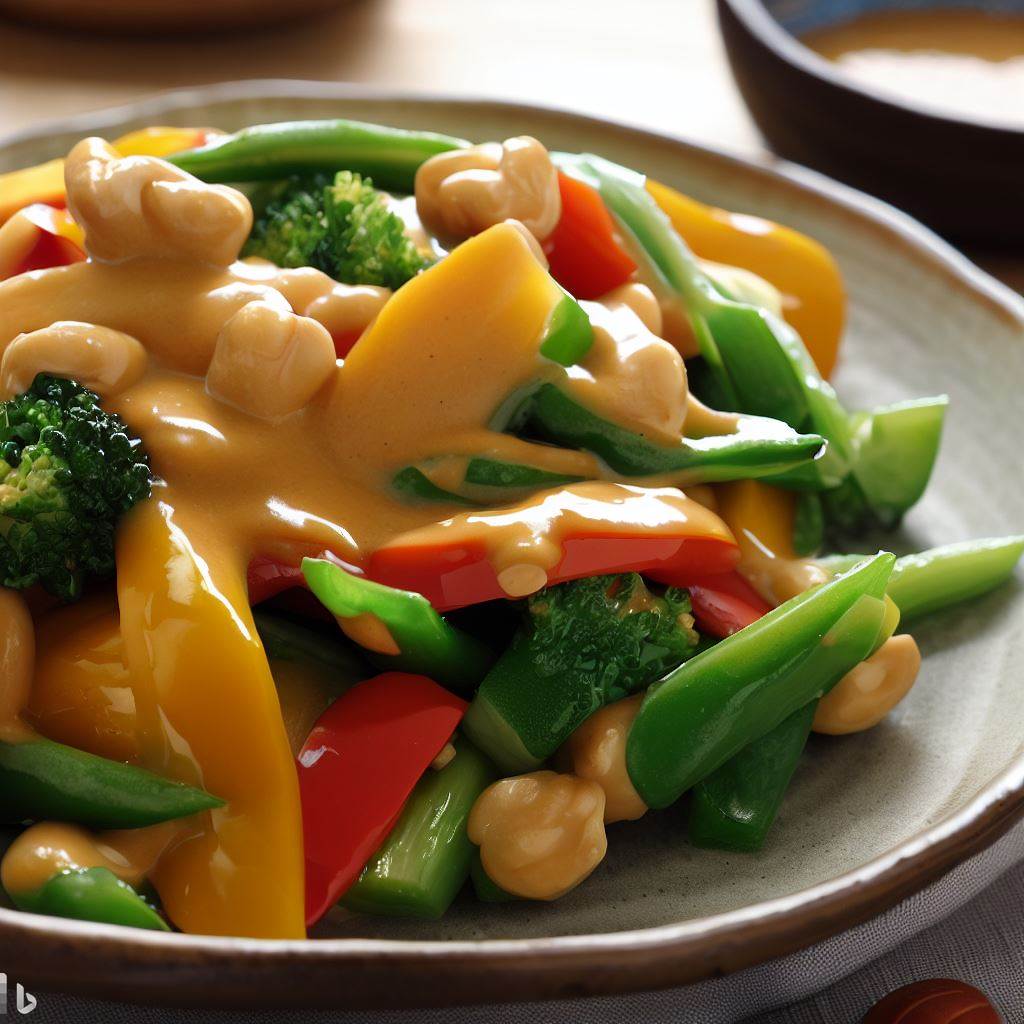 Stir-Fried Rainbow Vegetables with Peanut Sauce