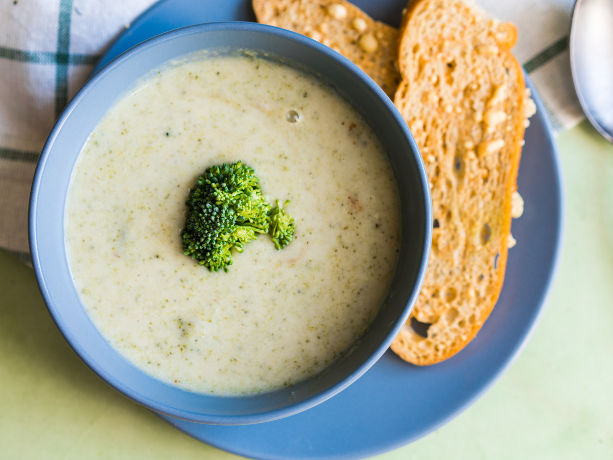 Broccoli and Mushroom Soup with Parmesan