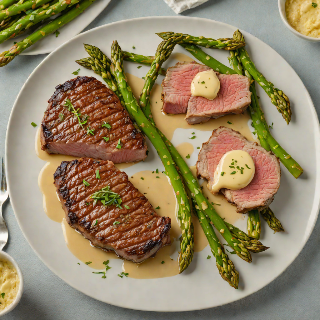 Pan-Seared Ribeye with Garlic Butter and Roasted Asparagus